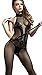 The Victory of Cupid Womens Sexy Fishnet Floral Crotchless Bodysuits Suspender Bodystocking, Black, One Size