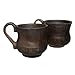 Handmade Ceramic Set of 2 Mug Small Clay Cup with Handle 5oz Multicolor Natural Earthenware Eco Friendly Coffee Lead Free Pottery Handcrafted Black