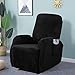 Rose Home Fashion RHF 4 Separate Piece Velvet Recliner Slipcovers, Recliner Chair Cover, Recliner Cover Furniture Protector Elastic Bottom, Recliner Slipcover with Side Pocket (Black-Recliner)