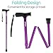 Vive Folding Cane - Foldable Walking Cane for Men, Women - Fold-up, Collapsible, Lightweight, Adjustable, Portable Hand Walking Stick - Balancing Mobility Aid - Sleek, Comfortable T Handles (Purple)