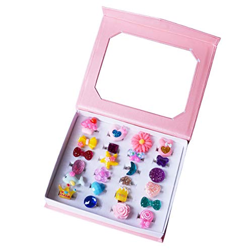 image for SWARKOL 24pcs Children Kids Little Girl Adjustable Jewelry Rings in Bo