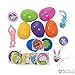 Fun Express - 100 Toy Filled Hinged Bright Easter Eggs, Toys Include Vinyl Smile-face Bunny Necklace, Bunny Teeth Whistle, Mini Porcupine Ball, Easter Yo-yo, Easter Spin Top, or Easter Stretchy Finger Measure (2.5 Inches)