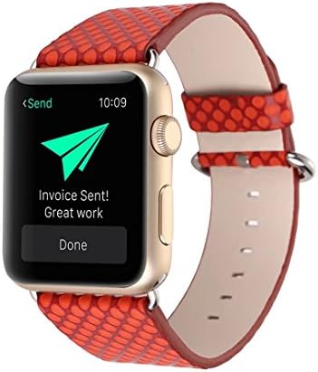 Wishloving Fashion Polka Dots Style Leather with Stainless Steel Metal Buckle Sport Band Replacement Strap for iWatch Apple Watch Series 1 Series 2,Edition,Sport,42mm,Red
