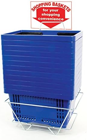 Set of 12 Retails Blue Standard-Size Shopping Baskets with Plastic Handles