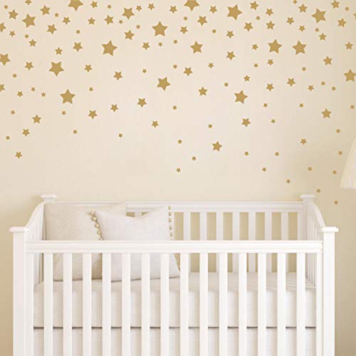 190 Picees Star Wall Decals, Matte Vinyl Wall Decals, Nursery Wall Decals, Easy to use, Removable Wall Decals for Kids Baby Girls Boys Bedroom, Home Decor Wall Stickers(Y17) (Matte Gold)
