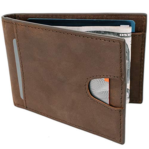 STAY FINE Money Clip Wallet | Minimalist Front Pocket Wallets | Effective RFID Blocking Wallets for Men | Genuine Leather mens bifold wallet | Thin Card Holders with ID Window