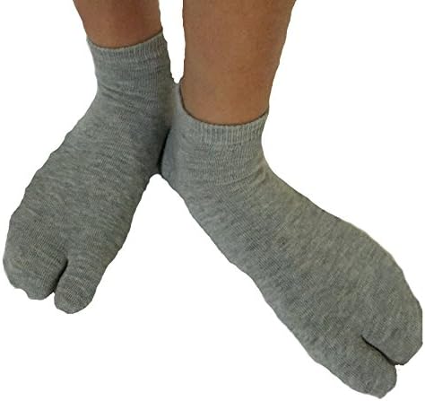 Flip Flop Socks - TWO PAIRS COMBO Comfortable Soft Gray and Black Ankle-High Toe Socks