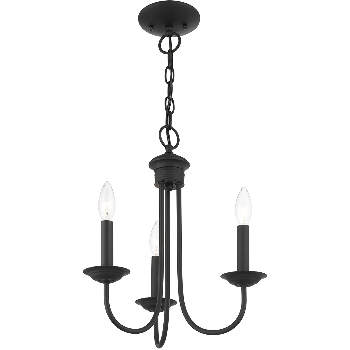 Livex Lighting 42683-04 Steel 3 Light Chandelier for Home Decor, 1 Black Ceiling Light Fixture, Perfect for Living Room or Bedroom Decor