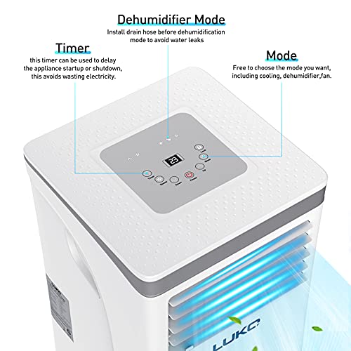 LUKO 3in1 Portable Air Conditioner 8,000 BTU,Dehumidifier,Fan for