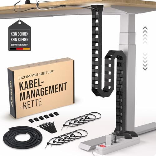 Cable Management Desk, Flexible Cable Loop, Robust Cable Chain, Flexible Cable Duct for Ideal Desk, Cable Management and for Height-Adjustable Desks (Black)