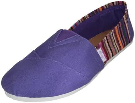 Womens Canvas Slip on Shoes Flats 2 Tone (5, Purple 308L)