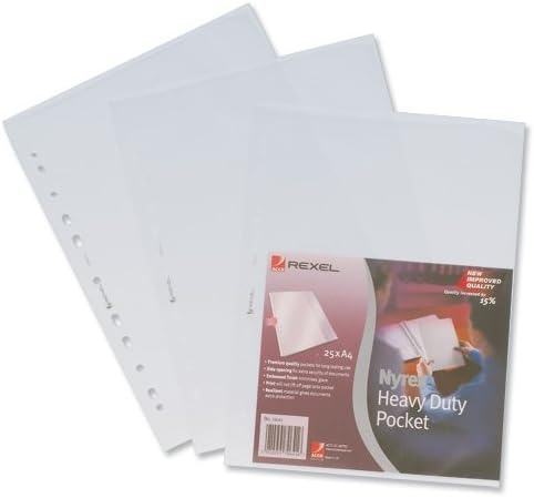 Rexel Nyrex Pocket Heavy-Duty Side-Opening A4 Clear 110 Microns (Pack Of 25)