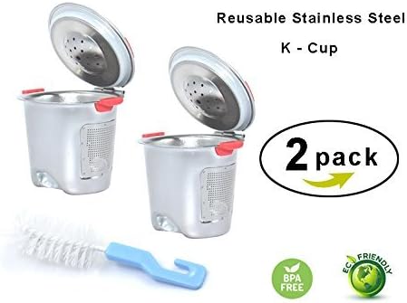 Nicelucky Stainless Steel Reusable K Cups,Refillable Coffee Filter for Keuring 2.0 and 1.0 models K200,K250,K300,K350,K450,K460,K500,K550,K560,B60 Silver (2, Silver)