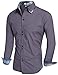 HOTOUCH Mens Long Sleeve Slim Fit Oxford Dress Shirt For Boyfriend, Type2-gray, Medium