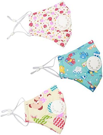 WEMORE 3-Pack PM 2.5 Children Cartoon Mouth Mask Reuseable Dustproof Antibacterial Masks with Exhale Valves Suit for 4-15 Years Old