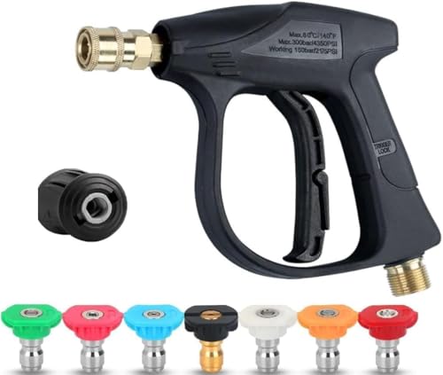 High Pressure Washer Gun 4350 PSI with 7 Nozzles, Quick Connect, Compatible with Kärcher K1-K7, Fitting M22 14 mm and Quick Connector 1/4" (Pressure Cleaning Gun)