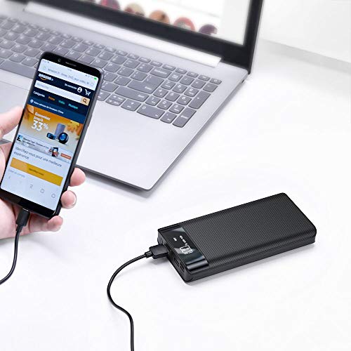 Portable Charger 24000mAh High Capacity Phone Charger Battery 2.4A Output Port, 2A Input Port, 2 Quick Charging Ports Compatible Smart Phones, Tablets Other Devices-Black