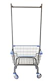 Cart&supply Coin Laundry Cart, Laundry Cart with Double Pole Rack [Metal Gray]