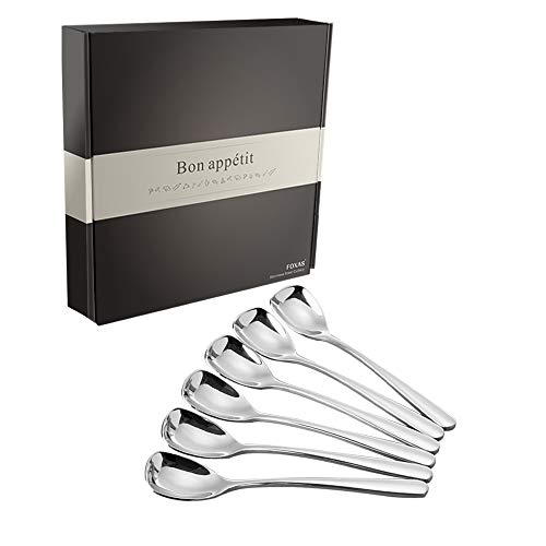 FOXAS Set of 6 Ice Cream Spoons, Dessert Spoons, 6inch Elegant Gelato