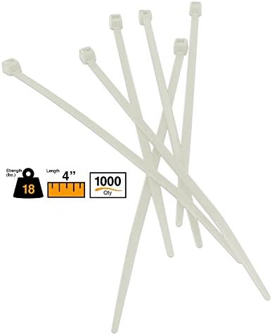 BuyCableTies 4" Miniature Style Indoor Cable Ties - 18 lb Rated - Made in USA - Natural/Clear - 1000 per bag