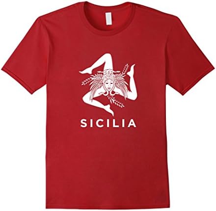 Mens Sicilian Pride - Sicilia - Sicilian Flag Trinacria T-Shirt 2XL Cranberry