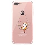 iPhone 7 Plus Case, iPhone 8 Plus Case, JAHOLAN Amusing Whimsical Design Clear TPU Soft Case Rubber Silicone Skin Cover for Apple iPhone 7 Plus / iPhone 8 Plus - Cat Music Swing