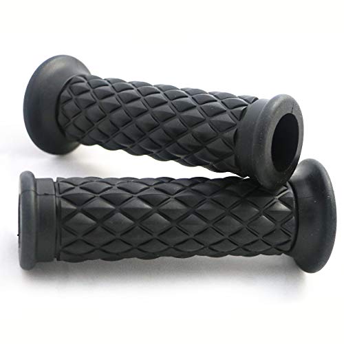 Yibid Motorcycle 7/8" Hand Grips Non Slip Rubber Open Bar End Thruster Grips Comfort Grip for 22mm 7/8 inch Handlebar Custom Racer Sport Street Bikes (Balck Grips)