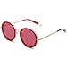 SOJOS Oversized Round Metal Frame Sunglasses Flat Lens UV400 Protection SJ1076 with Red Frame/Red Lens