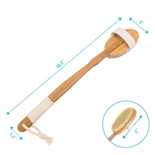 Body Brush Dry Skin Brushing for Bath or Shower - Bamboo Long Handle Back Brush Remove Exfoliating and Cellulite