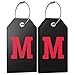 Shacke Initial Luggage Tag with Full Privacy Cover and Stainless Steel Loop - Black (Letter M)