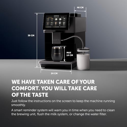 Polaris PACM 2081AC Smart Hot & Cold Coffee Machine, 40 One-Touch Programs, Built-In Grinder, Wi-Fi App Control, Profi-Cream Frothing, 6 User Profiles, Coffee To Go Thermos Included