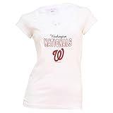 Women's MLB Logo and Rhinestone Text White T-Shirt