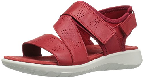 Ecco women s women s soft 5 cross strap flat sandal, tomato/tomat…