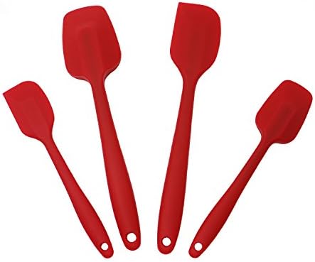 iGraver Silicone Spatula Set Heat Resistant, 4 Versatile Gadgets for Cooking, Baking and Mixing, Seamless Design, Red