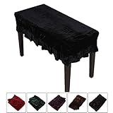 Monkeysell Piano Stool Chair Bench Cover Pleuche Decorated with Macrame Fringes 75 X 35cm for Piano Dual Seat Bench Universal (black Chair Bench)