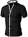 Doublju Mens China Collar Shirt with Hidden Placket