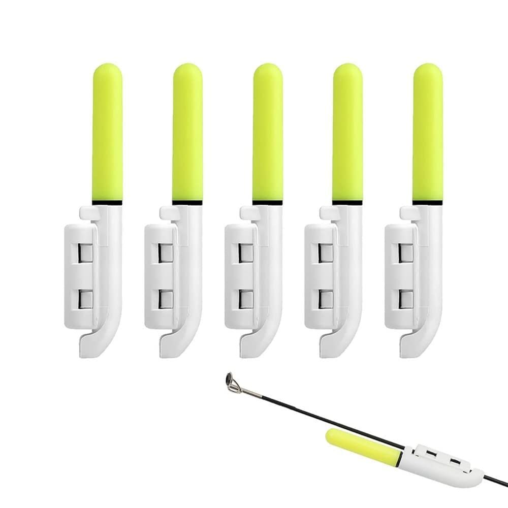 5 Pack Fishing Alarm Bell,Rod Tip Lights for Night Fishing,Waterproof Luminous Glow Sticks With Buckle,For Sea Fishing Rod,Fishing Accessory Fishing Enthusiasts green