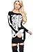 OgLuxe Women's Ladies Long Sleeve Skeleton Print Halloween Bodycon Dress Legging Costumes Collection Plus Size 6-20