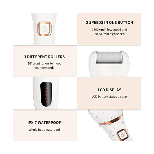 Electric-Foot-File-DIOZO-Rechargeable-Waterproof-Hard-Skin-Remover-with-3-Rollers-and-2-speeds-Remove-Cracked-Heels-and-Dead-Skin-Within-Minutes Electric Foot File, DIOZO Rechargeable Waterproof Hard Skin Remover with 3 Rollers and 2 speeds, Remove Cracked Heels…