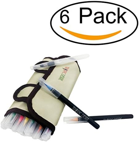 TROPIC DESIRE 6 Pack - Watercolor Brush Pen Set – Vivid Watercolors for Professionals, Beginners, Adults, and Kids – 20 Watercolor Art Markers and Water Pen + BONUS Roll Up Wrap Case &amp; COLORING EBOOK