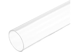 MECCANIXITY Acrylic Pipe Rigid Round Plastic Clear Tube 34mm ID 38mm(1.5 inch) OD 305mm(12") for Lamps and Lanterns, Water Cooling System 2pcs
