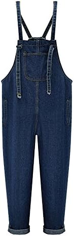 DAILISHA Womens Relaxed Fit Denim Bib Overall Taper Jeans Jumpsuit (4XL)
