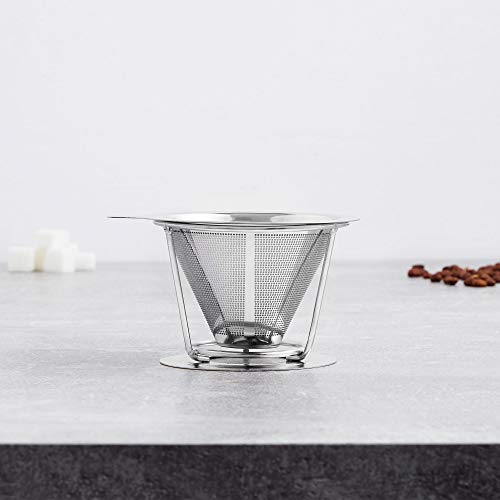 VonShef Kaffee Dripper Kaffeefilter Filterhalter – Feinmaschiger Trichter aus Edelstahl – Coffee Dripper Handfilter… – Bild 3