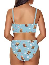 Howilath Women Two Piece Cute Kitty Paw Swimsuits