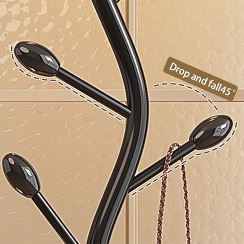 Metal Standing Coat Rack, Small Space Coat Freestanding Hanger Coat Stand with Natural Metal Base & 8 Hooks, Tree-Shaped Coat Rack for Entryway, Hallway, Bedroom, can Hang Clothes, Hats (Black)