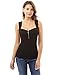 PattyBoutik Women Zip Front V-Neck Tank Top (Black Small)