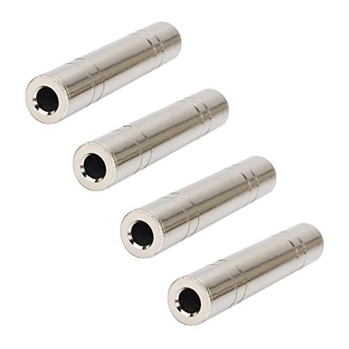 6.35mm 1/4inch TRS/TS Plug Jack Female to Female Cable Adapter Gender Changer Coupler, 4 Pack - JOLGOO