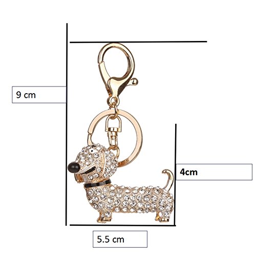 Stock Show 1Pc Lovely Dachshund Dog Diamond Bowknot Engraved Collar Charm Id Tags Crystal Keychains Keyrings For Pet Collar Accessory Car Women Alloy Purse Bag Key Chain Ring Holder