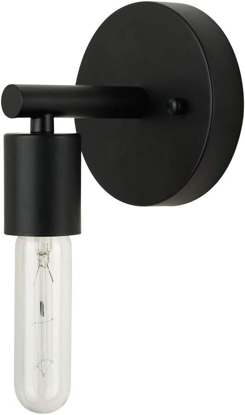  Brand – Rivet Mid-Century Modern Wall Sconce with Novelty Bulb, 5.25"H, Matte Black - - 