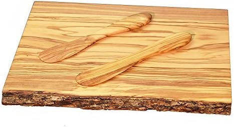 Pacific Merchants Rustic Olive Wood Serving Board, 12 Inches by 8 Inches by 1 Inch